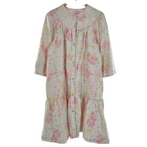 Sears Carriage Court Womens Vtg 80s Cottagecore Cotton Flannel Robe Nightgown S